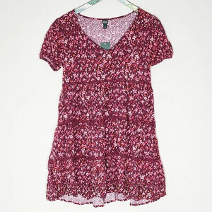 NWT Wild Fable Burgundy Red Floral Dress XS